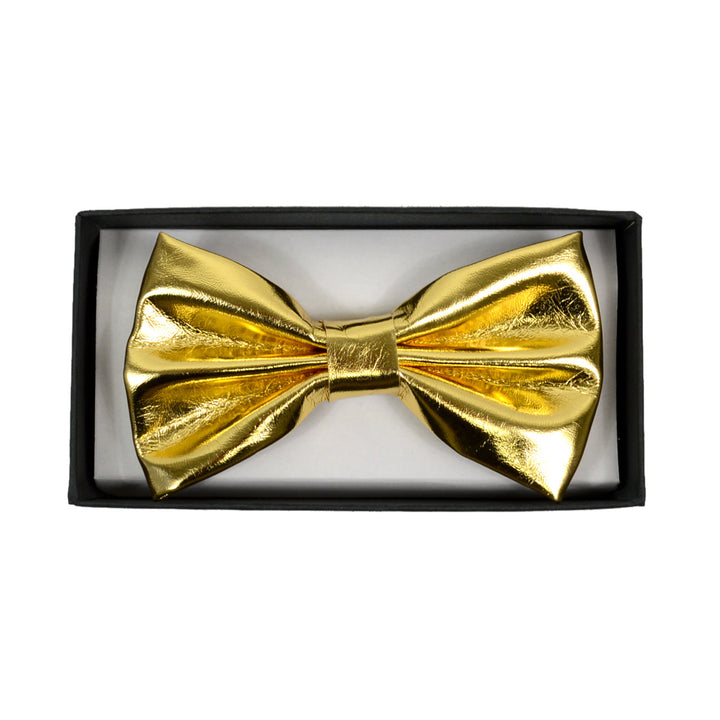 New Boxed Metallic Pre-Tied Bow Tie - Gold or Silver