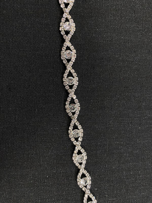 Crystal Rhinestone Twist Silver Belt / Strap Cristal D'Or 