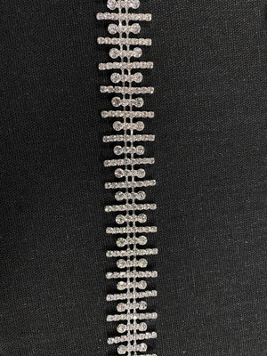 Crystal Rhinestone Silver 1" Alternating Height Belt Cristal D'Or 