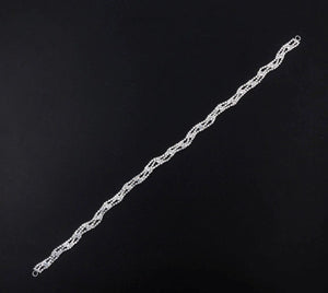 Crystal Rhinestone Silver Wavy Design Belt or Strap Cristal D'Or 