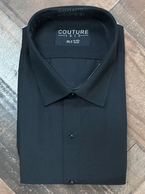 New Black Non-Pleated Laydown Collar Regular Fit Tuxedo Shirt