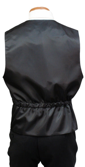 New Black Satin Fullback Vest B Formal 
