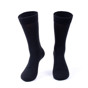 Men's Black Solid Crew Dress Socks SELININY 