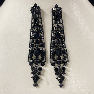Black Cascade Rhinestone Earrings Cristal D'Or 