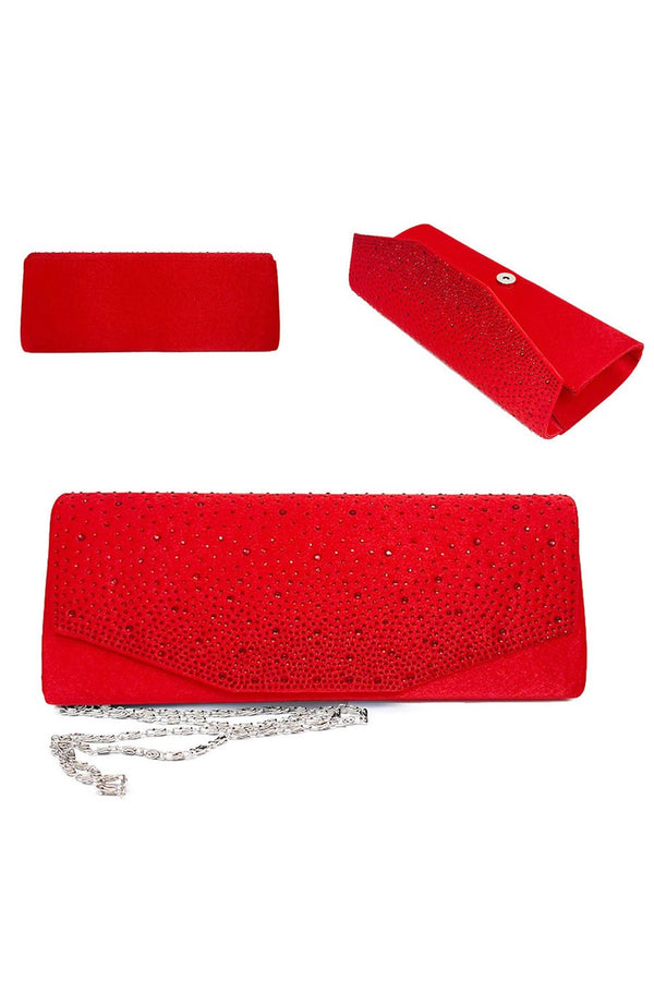 Bling Solid Evening Clutch Bag - Purple or Red