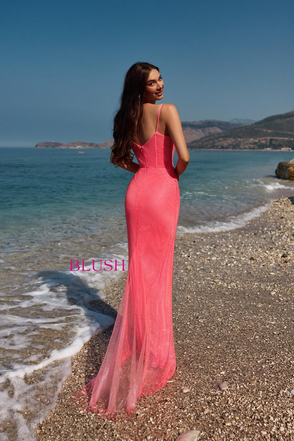 Blush Prom 12159 Barbie Pink Corset Bodice Sheath Dress Blush Prom 