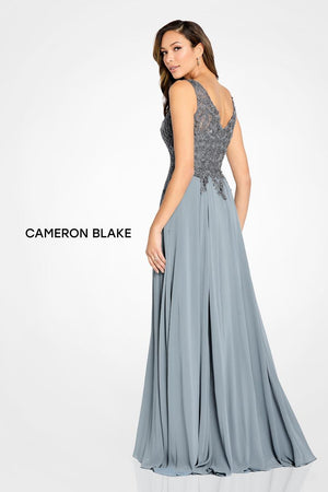 Cameron Blake CB117 Navy A-Line Dress with Slit