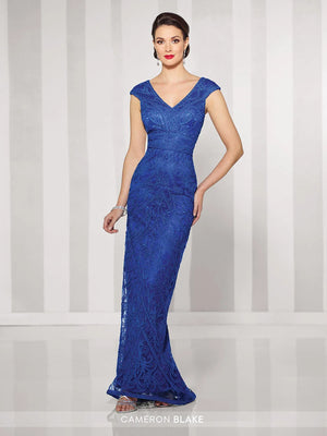 Cameron Blake 216693 Cappuccino Lace Embellished Sheath Dress