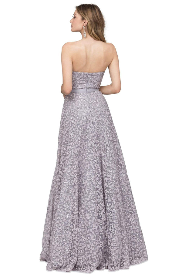 Cecilia Couture 1480 "Silver" Embroidered Lace A-Line Dress