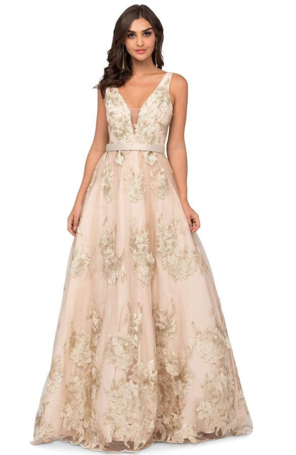 Cecilia Couture 1440 Champagne Gold A-Line Dress