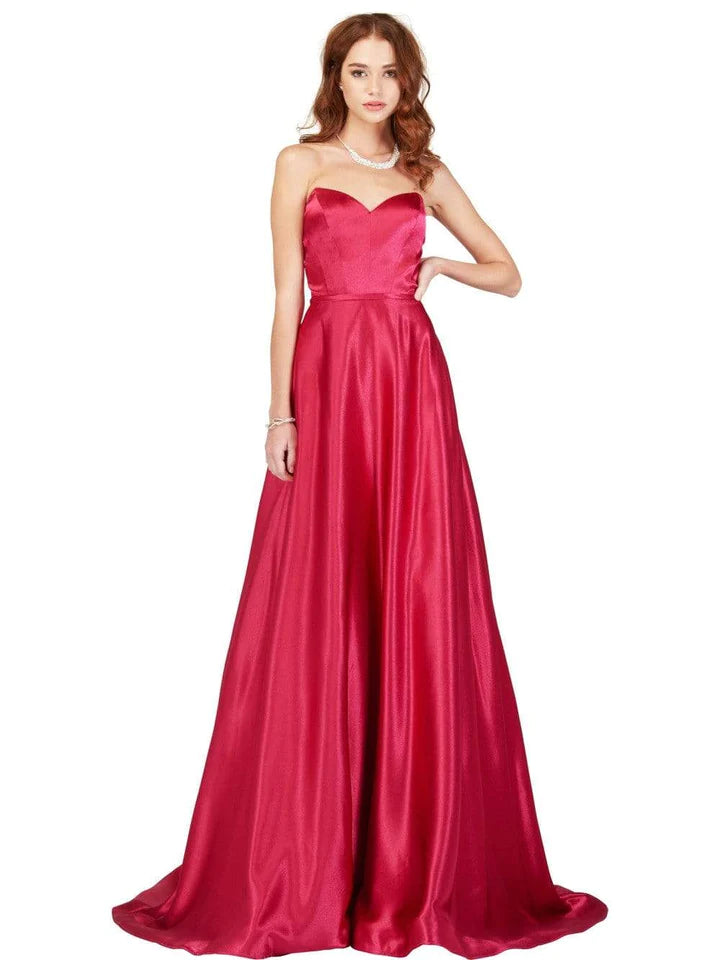 Cecilia Couture 1442 Fuchsia Pink Satin A-Line Dress
