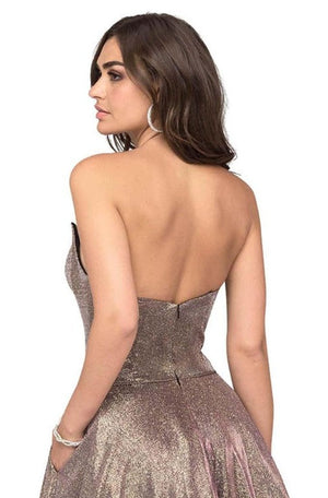 Cecilia Couture 1482 Bronze Shimmer A-Line Dress Cecilia Couture 