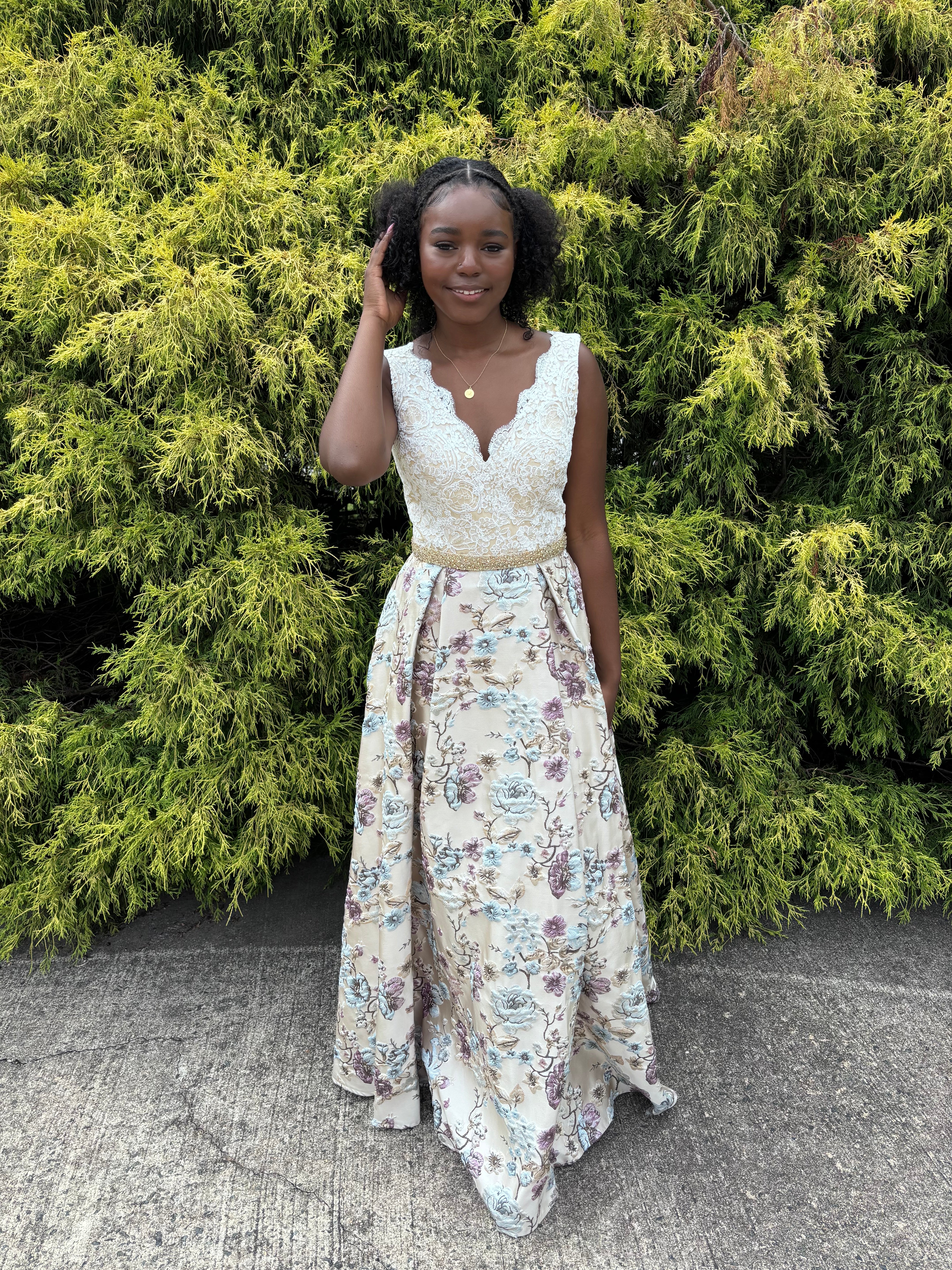 Cecilia Couture 1484 Ivory Floral Embroidered A-Line Dress Formalwear Outlet Cecilia Couture 1484 Ivory Floral Embroidered A-Line Dress Formalwear Outlet