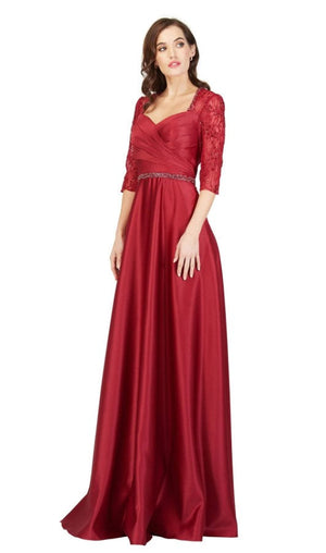 Cecilia Couture 1845 Burgundy Satin A-Line Dress Cecilia Couture 