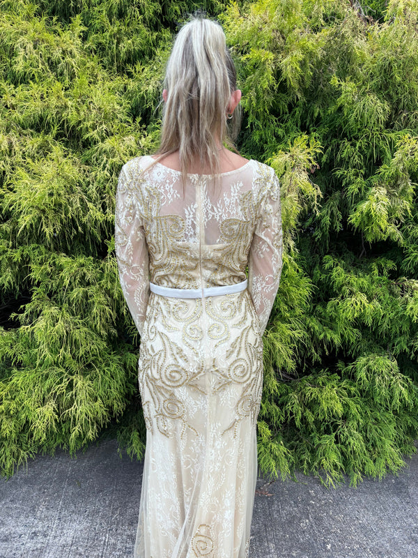 Cecilia Couture 1865 Gold Long Sleeve Sequin Dress Cecilia Couture 