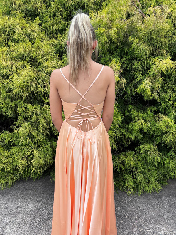 Cecilia Couture 2107 Champagne Satin Dress Cecilia Couture 