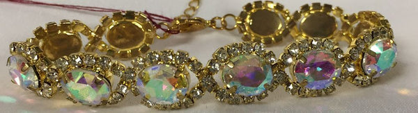 Iridescent AB Crystal Rhinestone Gold Bracelet