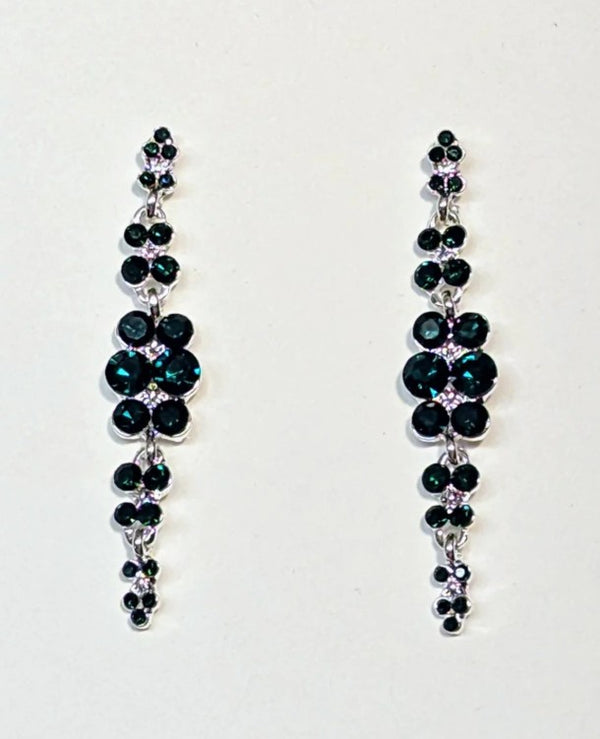 Petite Crystal Cluster Drop Emerald Green Earrings