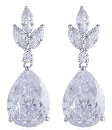Cubic Zirconia Teardrop Statement Earrings