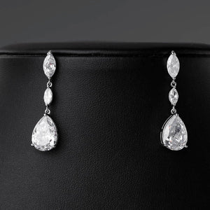 Cubic Zirconia Silver Pear Drop Earring Cristal D'Or 