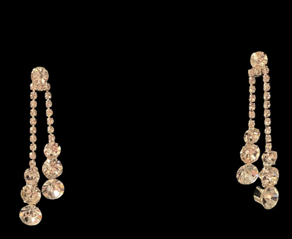 Crystal Cascade Circle Drop Silver Earrings