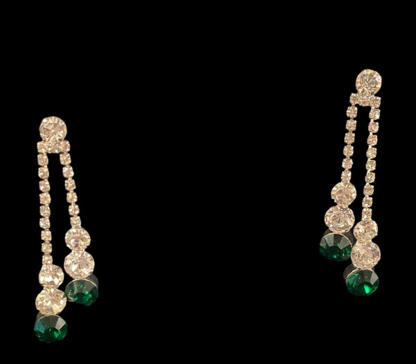 Emerald Cascade Circle Drop Silver Earrings