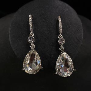 Crystal Rhinestone Teardrop Silver Earrings Cristal D'Or 
