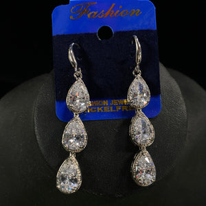 Cubic Zirconia Cascade Teardrop Silver Earrings Cristal D'Or