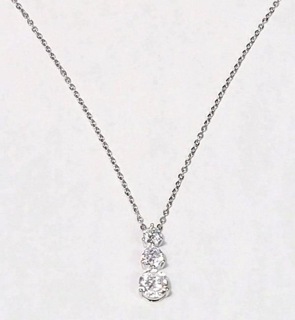 Cubic Zirconia 3 Circle Drop Pendant Necklace