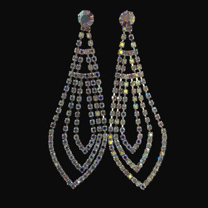 AB Silver 2.75" Drop Earrings Cristal D'Or
