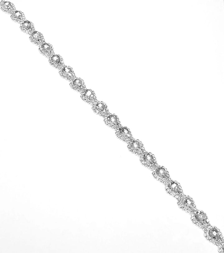 Clear Crystal Rhinestone Teardrop Silver Belt Embellishment