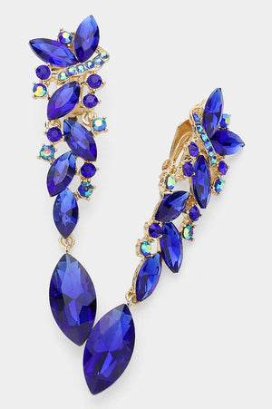 Marquise Drop Clip-On Statement Earrings Fashion Jewelry 