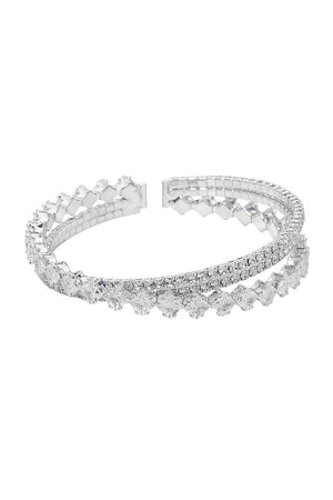 Square CZ Stone Dual Row Cuff Bracelet Not specified 
