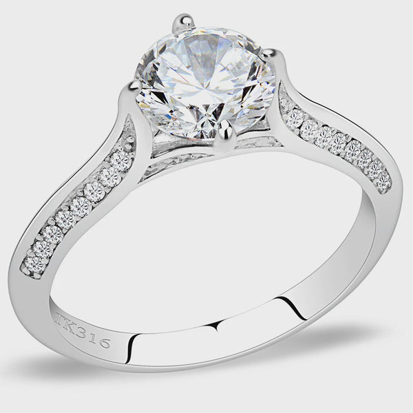 CZ Prong Set Stainless Ring Fashion Jewelry 