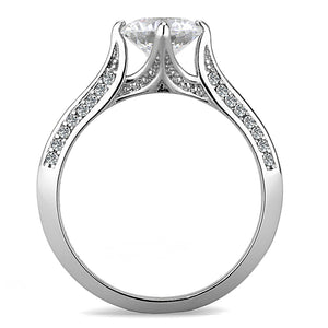 Cubic Zirconia Prong Set Stainless Ring Fashion Jewelry 