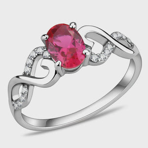 Ruby Red Cubic Zirconia Stainless Steel Ring Fashion Jewelry 