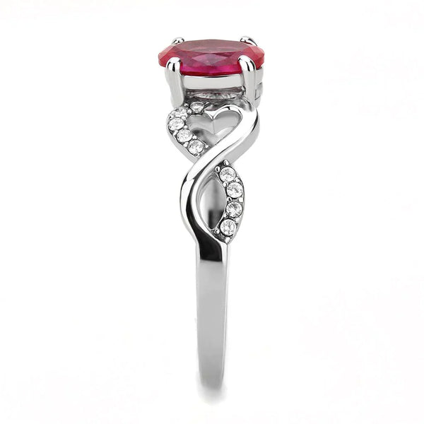 Ruby Red Cubic Zirconia Stainless Steel Ring Fashion Jewelry 