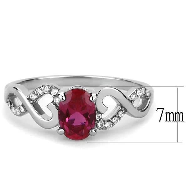 Ruby Red Cubic Zirconia Stainless Steel Ring Fashion Jewelry 