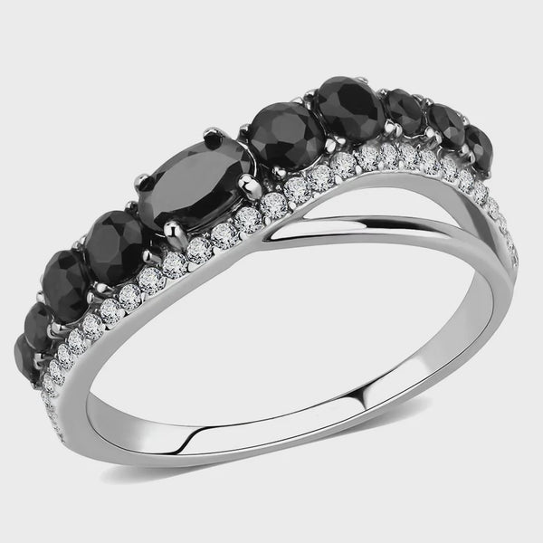 CZ Black Stone Minimal Ring Fashion Jewelry 