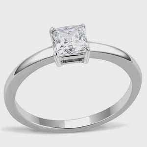 CZ Square Cut Minimal Ring Fashion Jewelry 