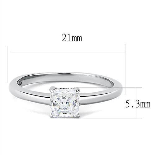 Cubic Zirconia Square Cut Solitaire Ring Fashion Jewelry 
