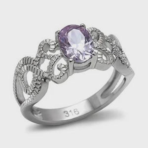 Light Amethyst Cubic Zirconia Intertwined Ring Fashion Jewelry 