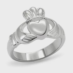 Stainless Steel Silver Claddagh Ring Fashion Jewelry 