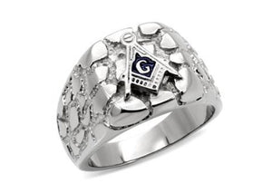 Stainless Steel Nugget Masonic Ring Fashion Jewelry 