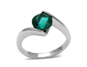 Blue Zircon Stainless Steel Ring Fashion Jewelry 