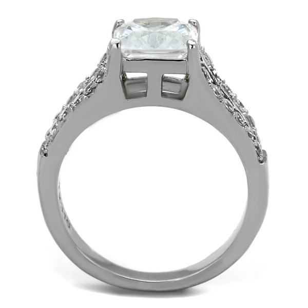 Princess Cut Cubic Zirconia Pave Ring Fashion Jewelry 