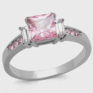 Pink Princess Cut Cubic Zirconia Ring Fashion Jewelry 
