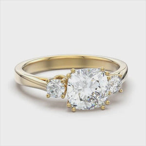 Cubic Zirconia 3 Stone IP Gold Fashion Ring Fashion Jewelry 