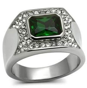 Men's Stainless Steel Synthetic Emerald Ring Fashion Jewelry 