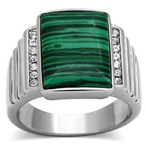 Green Malachite Stainless Steel Ring Fashion Jewelry 